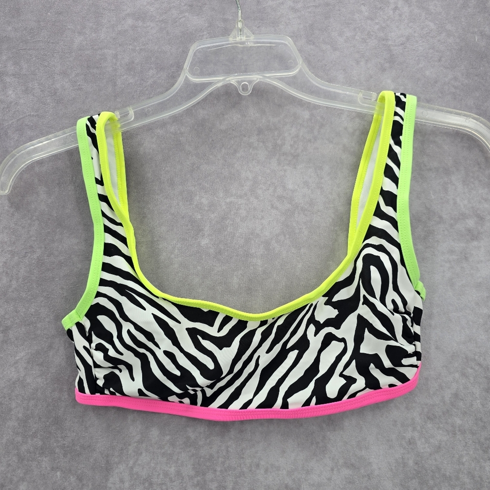 No Boundaries Stripe Black White Bikini Top Swimwear Swimsuit Small